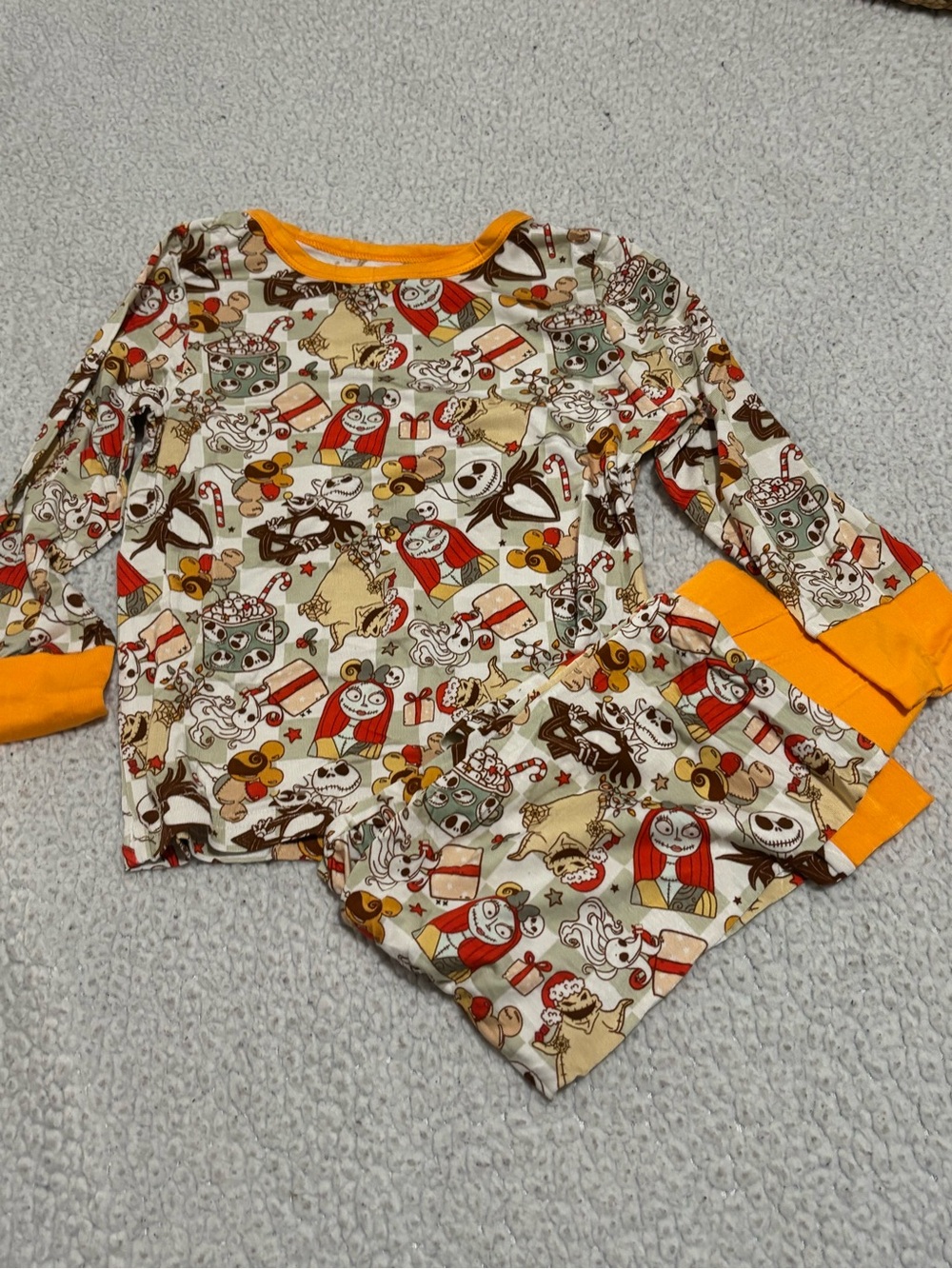 Bamboo Kids Cream & Orange Character Holiday Pajama Set
